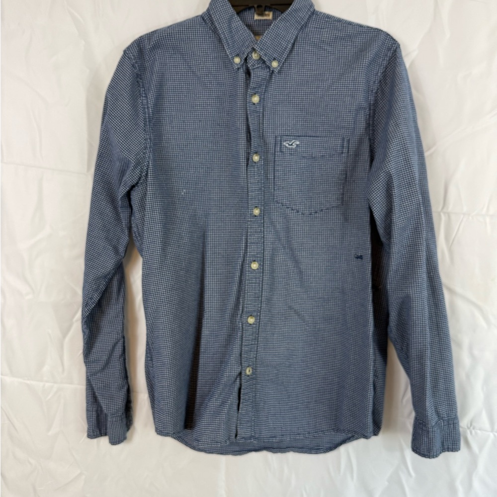 Hollister Navy Checkered Button Down Shirt